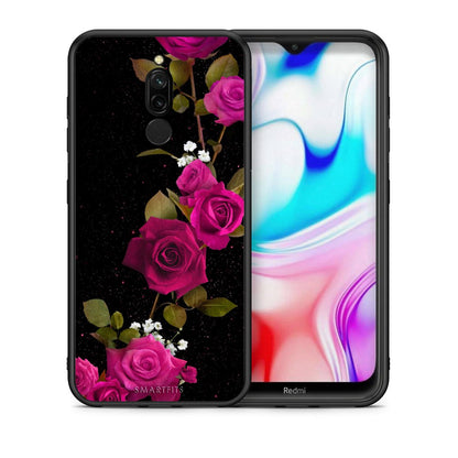 Θήκη Xiaomi Redmi 8 Red Roses Flower από τη Smartfits με σχέδιο στο πίσω μέρος και μαύρο περίβλημα | Xiaomi Redmi 8 Red Roses Flower case with colorful back and black bezels