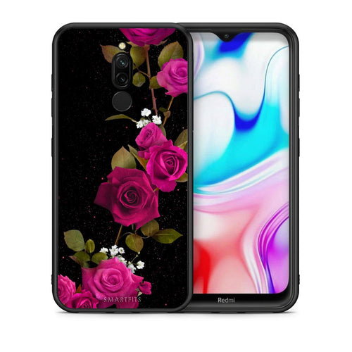 Θήκη Xiaomi Redmi 8 Red Roses Flower από τη Smartfits με σχέδιο στο πίσω μέρος και μαύρο περίβλημα | Xiaomi Redmi 8 Red Roses Flower case with colorful back and black bezels