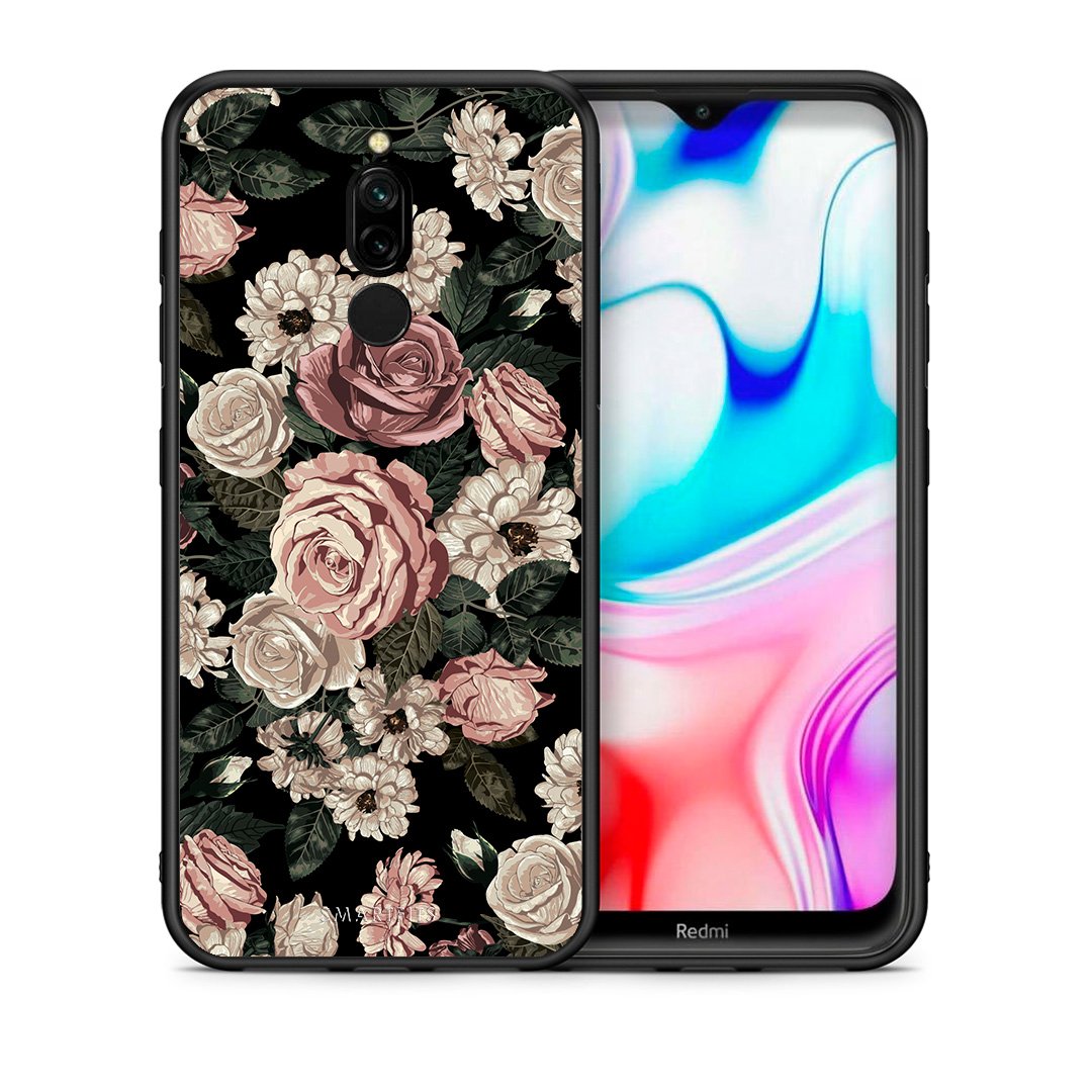 Θήκη Xiaomi Redmi 8 Wild Roses Flower από τη Smartfits με σχέδιο στο πίσω μέρος και μαύρο περίβλημα | Xiaomi Redmi 8 Wild Roses Flower case with colorful back and black bezels