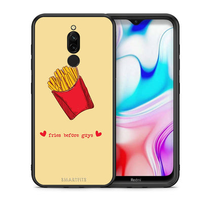 Θήκη Αγίου Βαλεντίνου Xiaomi Redmi 8 Fries Before Guys από τη Smartfits με σχέδιο στο πίσω μέρος και μαύρο περίβλημα | Xiaomi Redmi 8 Fries Before Guys case with colorful back and black bezels