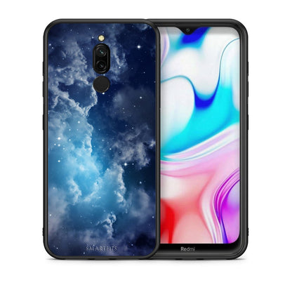 Θήκη Xiaomi Redmi 8 Blue Sky Galaxy από τη Smartfits με σχέδιο στο πίσω μέρος και μαύρο περίβλημα | Xiaomi Redmi 8 Blue Sky Galaxy case with colorful back and black bezels