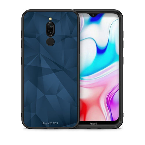Θήκη Xiaomi Redmi 8 Blue Abstract Geometric από τη Smartfits με σχέδιο στο πίσω μέρος και μαύρο περίβλημα | Xiaomi Redmi 8 Blue Abstract Geometric case with colorful back and black bezels