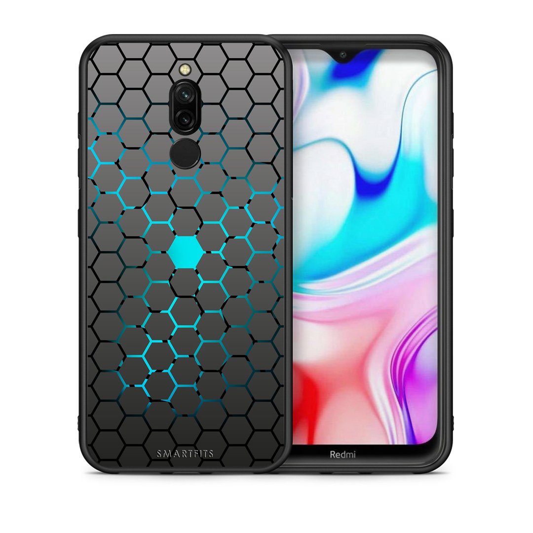 Θήκη Xiaomi Redmi 8 Hexagonal Geometric από τη Smartfits με σχέδιο στο πίσω μέρος και μαύρο περίβλημα | Xiaomi Redmi 8 Hexagonal Geometric case with colorful back and black bezels