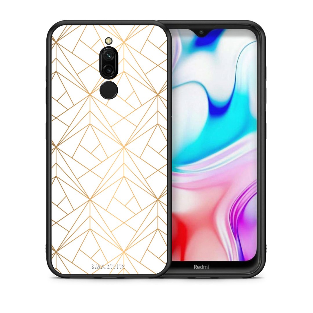 Θήκη Xiaomi Redmi 8 Luxury White Geometric από τη Smartfits με σχέδιο στο πίσω μέρος και μαύρο περίβλημα | Xiaomi Redmi 8 Luxury White Geometric case with colorful back and black bezels
