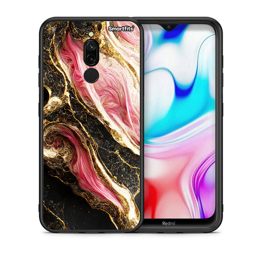 Θήκη Xiaomi Redmi 8 Glamorous Pink Marble από τη Smartfits με σχέδιο στο πίσω μέρος και μαύρο περίβλημα | Xiaomi Redmi 8 Glamorous Pink Marble case with colorful back and black bezels