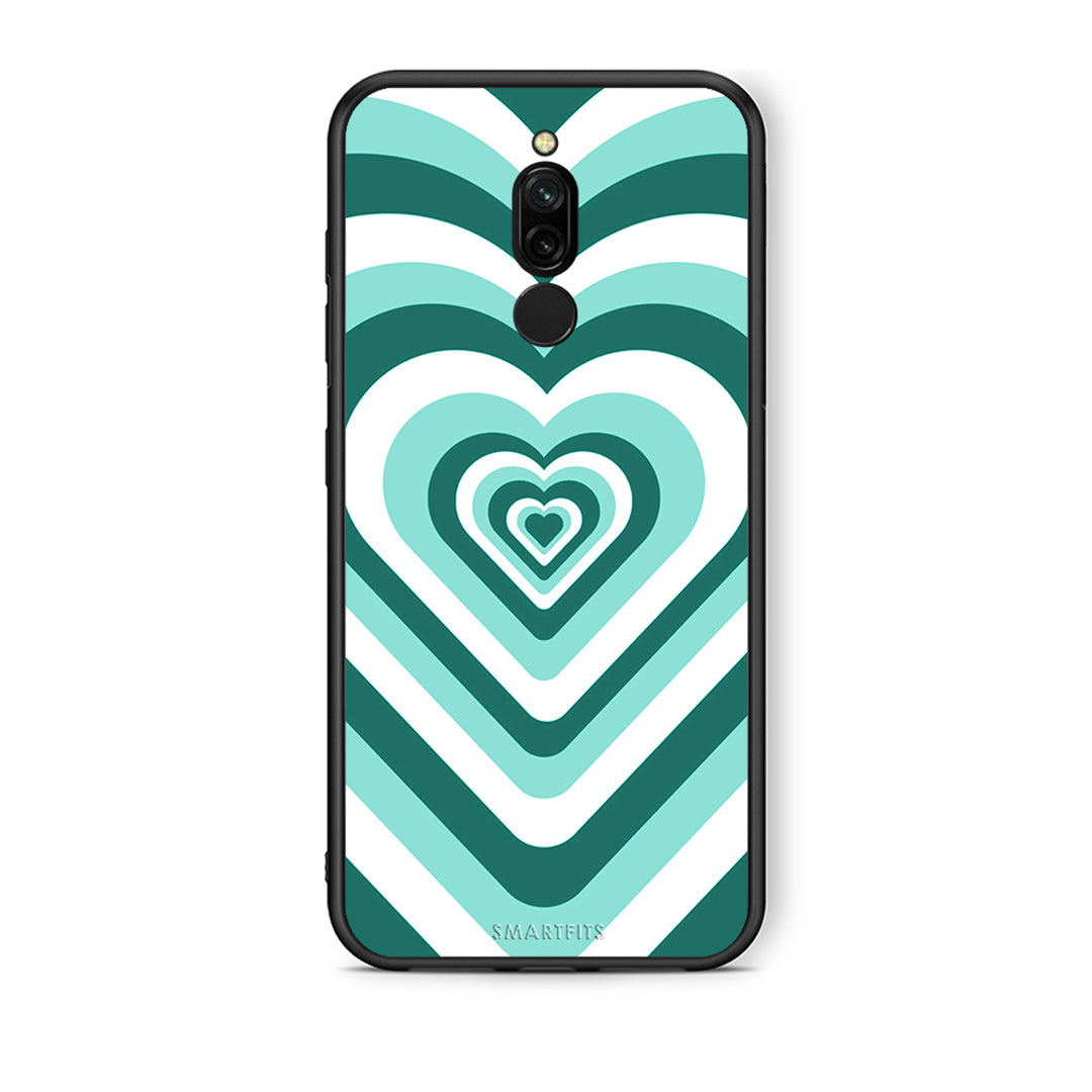 Xiaomi Redmi 8 Green Hearts θήκη από τη Smartfits με σχέδιο στο πίσω μέρος και μαύρο περίβλημα | Smartphone case with colorful back and black bezels by Smartfits