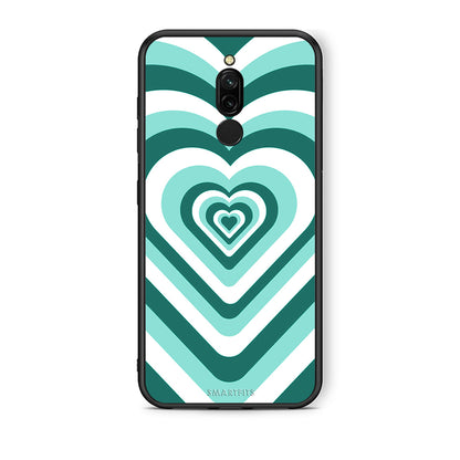 Xiaomi Redmi 8 Green Hearts θήκη από τη Smartfits με σχέδιο στο πίσω μέρος και μαύρο περίβλημα | Smartphone case with colorful back and black bezels by Smartfits