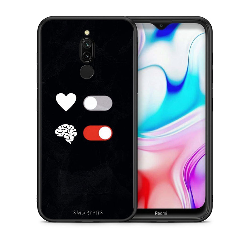 Θήκη Αγίου Βαλεντίνου Xiaomi Redmi 8 Heart Vs Brain από τη Smartfits με σχέδιο στο πίσω μέρος και μαύρο περίβλημα | Xiaomi Redmi 8 Heart Vs Brain case with colorful back and black bezels