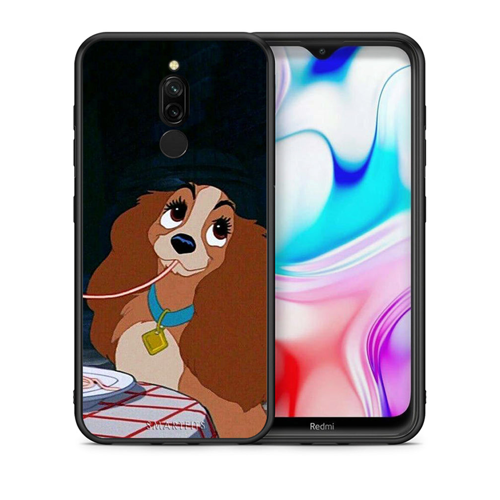 Θήκη Αγίου Βαλεντίνου Xiaomi Redmi 8 Lady And Tramp 2 από τη Smartfits με σχέδιο στο πίσω μέρος και μαύρο περίβλημα | Xiaomi Redmi 8 Lady And Tramp 2 case with colorful back and black bezels
