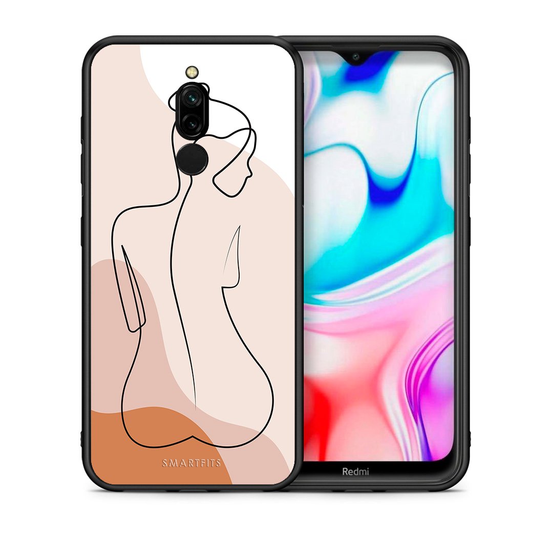 Θήκη Xiaomi Redmi 8 LineArt Woman από τη Smartfits με σχέδιο στο πίσω μέρος και μαύρο περίβλημα | Xiaomi Redmi 8 LineArt Woman case with colorful back and black bezels