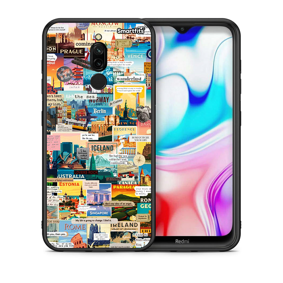 Θήκη Xiaomi Redmi 8 Live To Travel από τη Smartfits με σχέδιο στο πίσω μέρος και μαύρο περίβλημα | Xiaomi Redmi 8 Live To Travel case with colorful back and black bezels