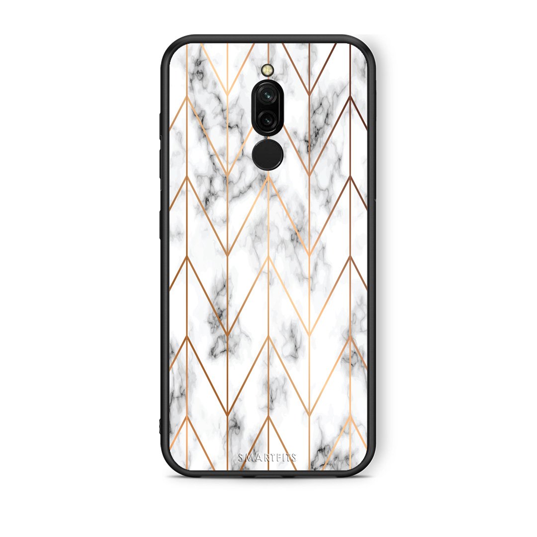 44 - Xiaomi Redmi 8 Gold Geometric Marble case, cover, bumper