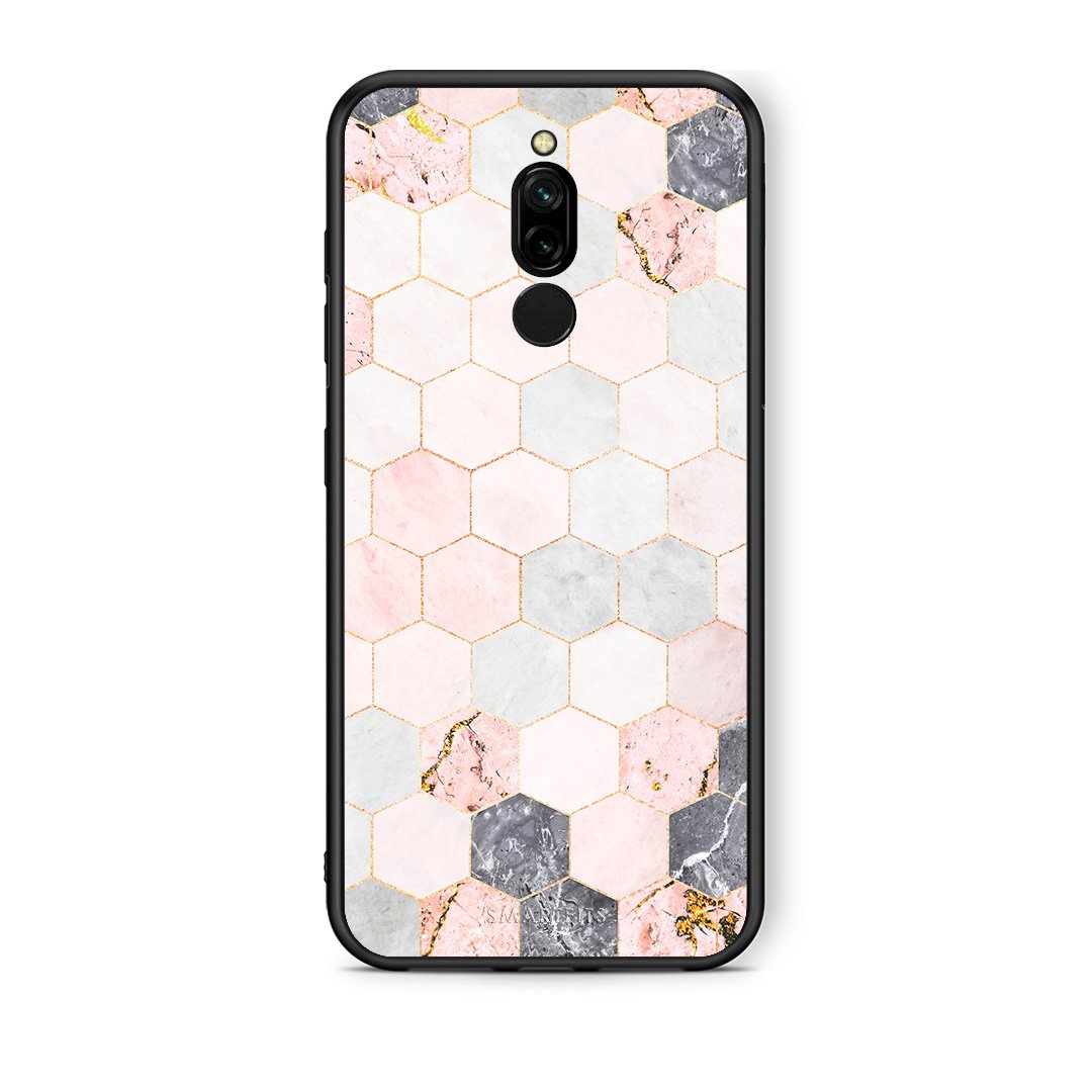 4 - Xiaomi Redmi 8 Hexagon Pink Marble case, cover, bumper