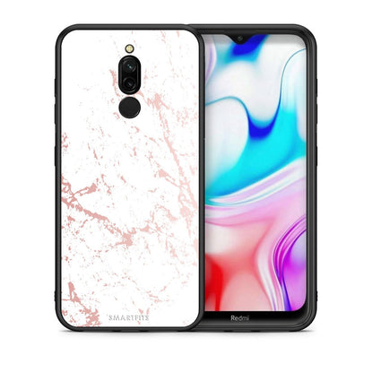 Θήκη Xiaomi Redmi 8 Pink Splash Marble από τη Smartfits με σχέδιο στο πίσω μέρος και μαύρο περίβλημα | Xiaomi Redmi 8 Pink Splash Marble case with colorful back and black bezels