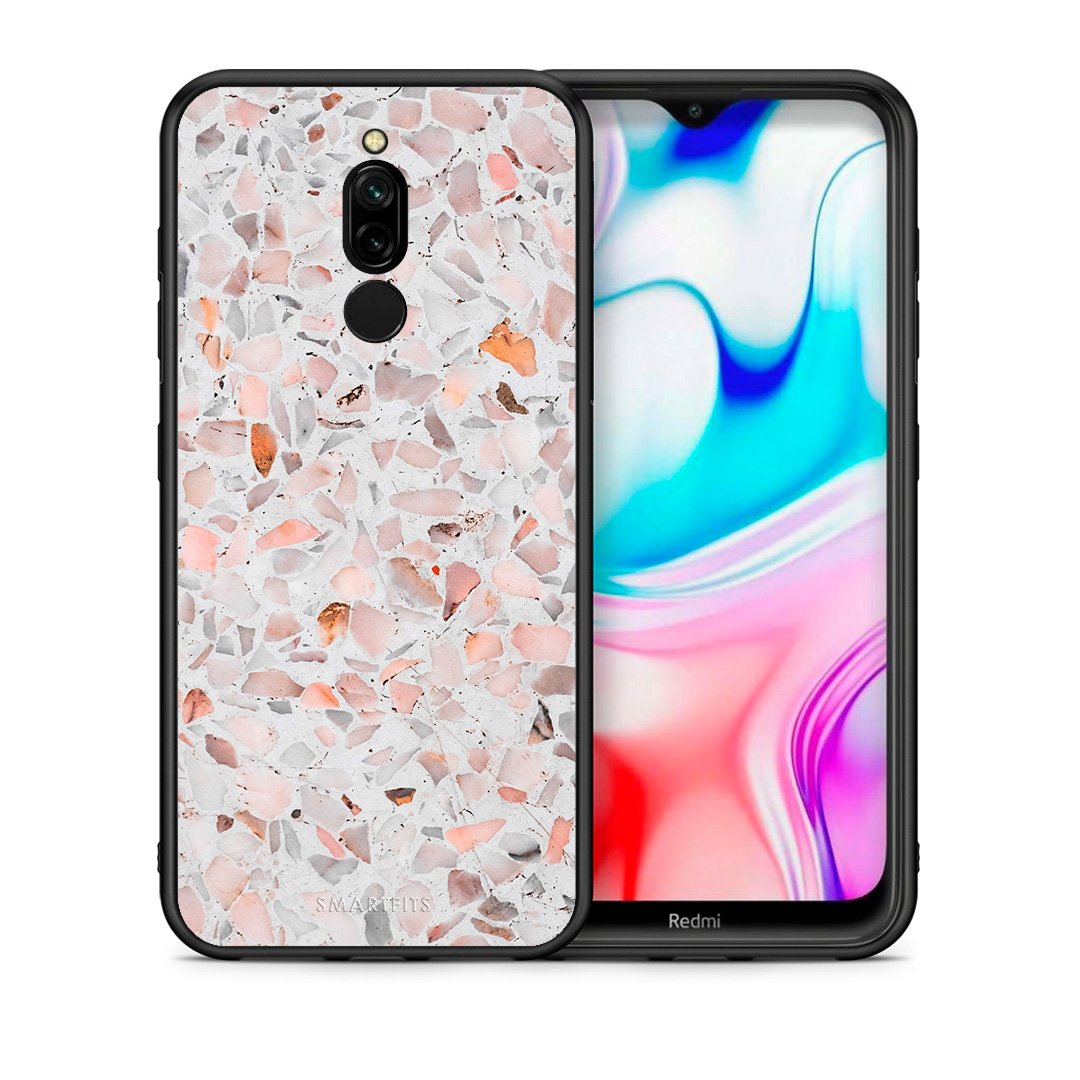 Θήκη Xiaomi Redmi 8 Marble Terrazzo από τη Smartfits με σχέδιο στο πίσω μέρος και μαύρο περίβλημα | Xiaomi Redmi 8 Marble Terrazzo case with colorful back and black bezels