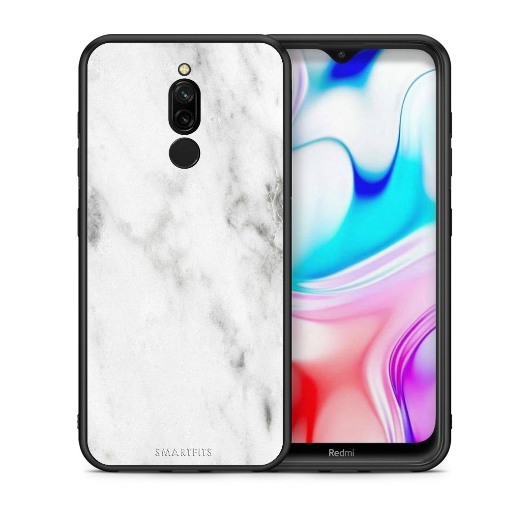 Θήκη Xiaomi Redmi 8 White Marble από τη Smartfits με σχέδιο στο πίσω μέρος και μαύρο περίβλημα | Xiaomi Redmi 8 White Marble case with colorful back and black bezels