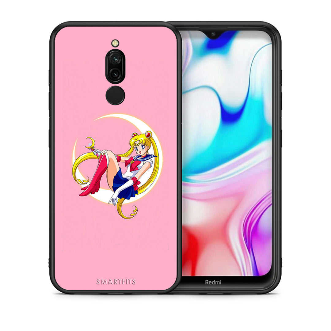 Θήκη Xiaomi Redmi 8 Moon Girl από τη Smartfits με σχέδιο στο πίσω μέρος και μαύρο περίβλημα | Xiaomi Redmi 8 Moon Girl case with colorful back and black bezels