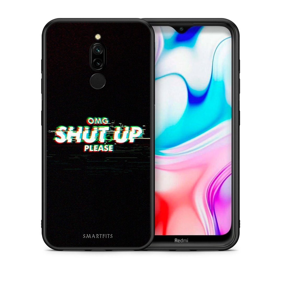 Θήκη Xiaomi Redmi 8 OMG ShutUp από τη Smartfits με σχέδιο στο πίσω μέρος και μαύρο περίβλημα | Xiaomi Redmi 8 OMG ShutUp case with colorful back and black bezels