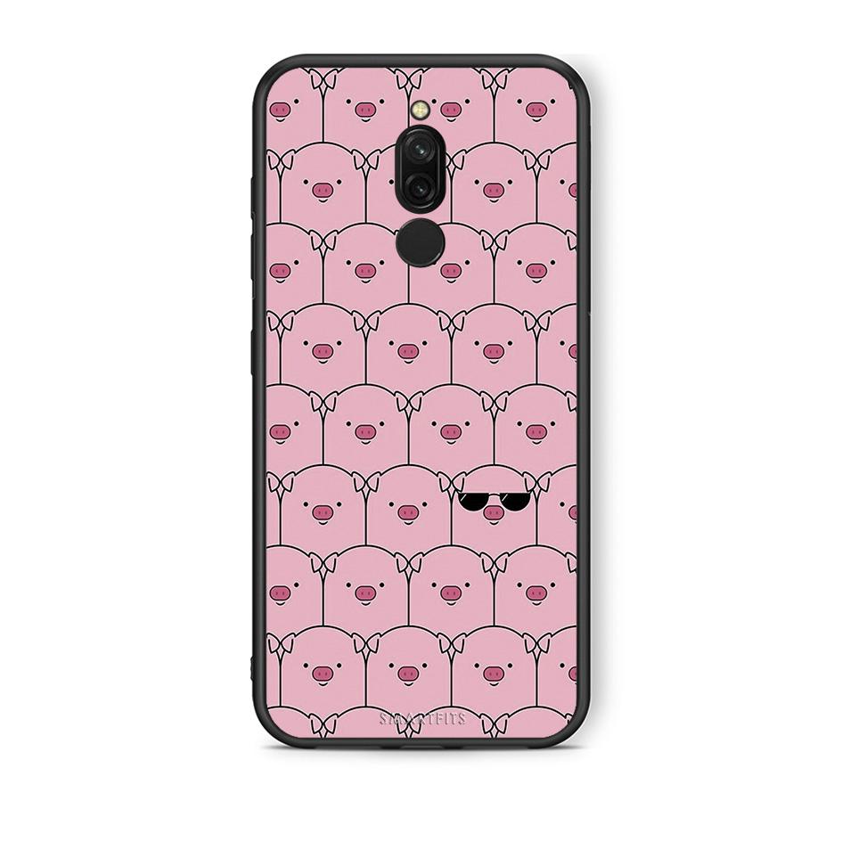 Xiaomi Redmi 8 Pig Glasses θήκη από τη Smartfits με σχέδιο στο πίσω μέρος και μαύρο περίβλημα | Smartphone case with colorful back and black bezels by Smartfits