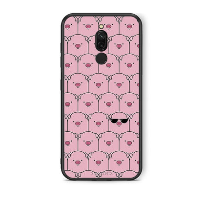 Xiaomi Redmi 8 Pig Glasses θήκη από τη Smartfits με σχέδιο στο πίσω μέρος και μαύρο περίβλημα | Smartphone case with colorful back and black bezels by Smartfits