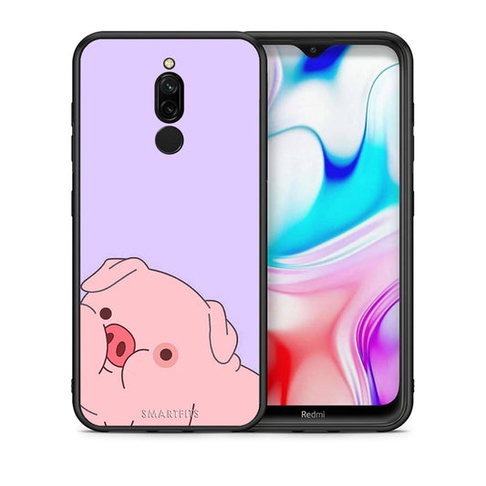 Θήκη Αγίου Βαλεντίνου Xiaomi Redmi 8 Pig Love 2 από τη Smartfits με σχέδιο στο πίσω μέρος και μαύρο περίβλημα | Xiaomi Redmi 8 Pig Love 2 case with colorful back and black bezels