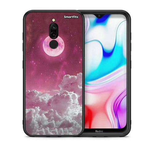 Θήκη Xiaomi Redmi 8 Pink Moon από τη Smartfits με σχέδιο στο πίσω μέρος και μαύρο περίβλημα | Xiaomi Redmi 8 Pink Moon case with colorful back and black bezels