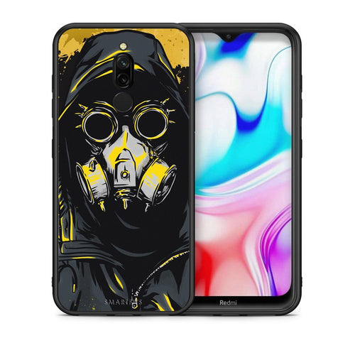 Θήκη Xiaomi Redmi 8 Mask PopArt από τη Smartfits με σχέδιο στο πίσω μέρος και μαύρο περίβλημα | Xiaomi Redmi 8 Mask PopArt case with colorful back and black bezels