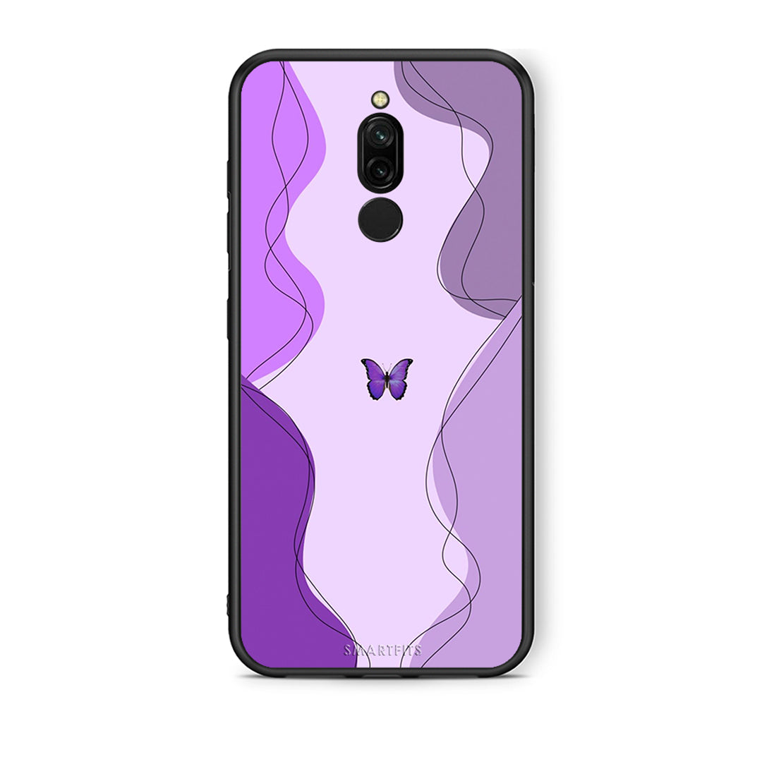 Xiaomi Redmi 8 Purple Mariposa Θήκη Αγίου Βαλεντίνου από τη Smartfits με σχέδιο στο πίσω μέρος και μαύρο περίβλημα | Smartphone case with colorful back and black bezels by Smartfits