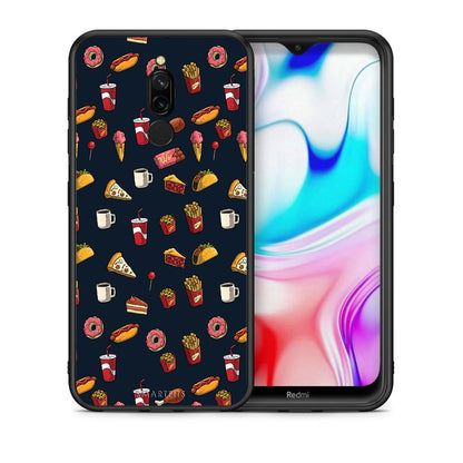 Θήκη Xiaomi Redmi 8 Hungry Random από τη Smartfits με σχέδιο στο πίσω μέρος και μαύρο περίβλημα | Xiaomi Redmi 8 Hungry Random case with colorful back and black bezels