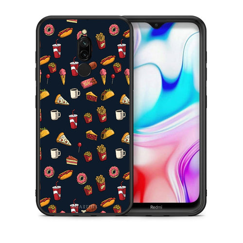 Θήκη Xiaomi Redmi 8 Hungry Random από τη Smartfits με σχέδιο στο πίσω μέρος και μαύρο περίβλημα | Xiaomi Redmi 8 Hungry Random case with colorful back and black bezels