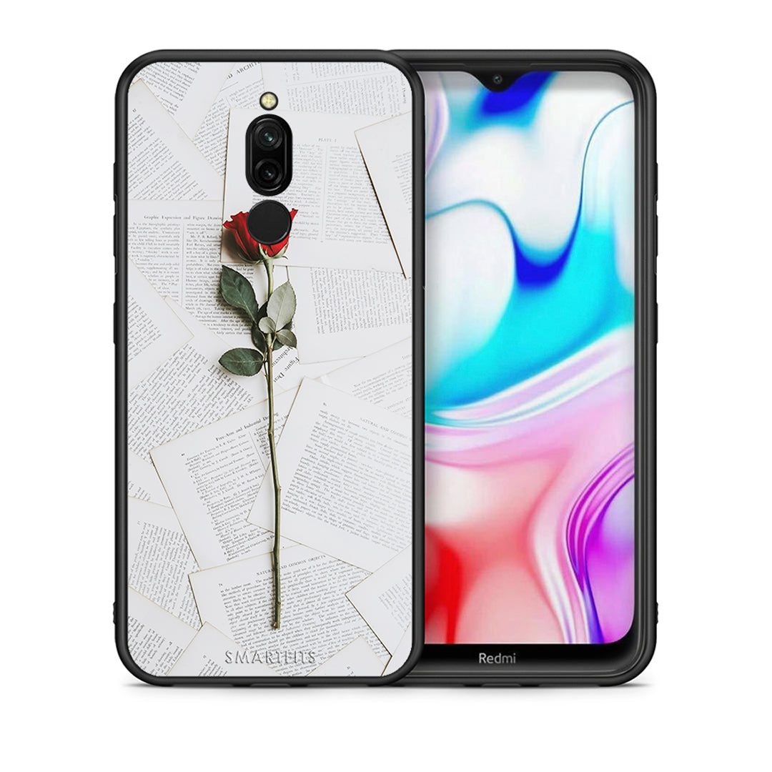 Θήκη Xiaomi Redmi 8 Red Rose από τη Smartfits με σχέδιο στο πίσω μέρος και μαύρο περίβλημα | Xiaomi Redmi 8 Red Rose case with colorful back and black bezels
