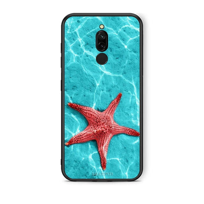 Xiaomi Redmi 8 Red Starfish Θήκη από τη Smartfits με σχέδιο στο πίσω μέρος και μαύρο περίβλημα | Smartphone case with colorful back and black bezels by Smartfits