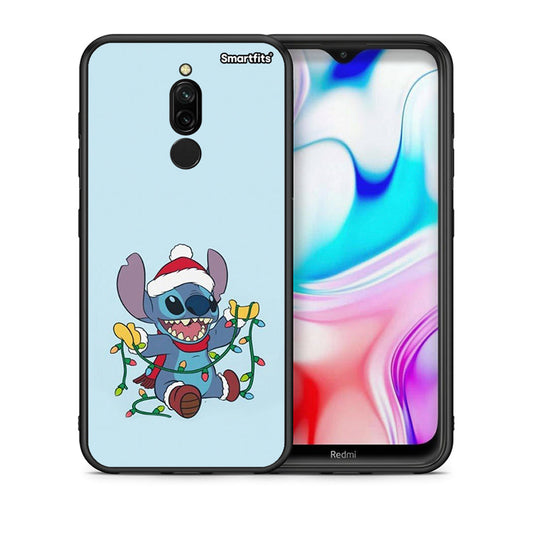 Θήκη Xiaomi Redmi 8 Santa Stich από τη Smartfits με σχέδιο στο πίσω μέρος και μαύρο περίβλημα | Xiaomi Redmi 8 Santa Stich case with colorful back and black bezels