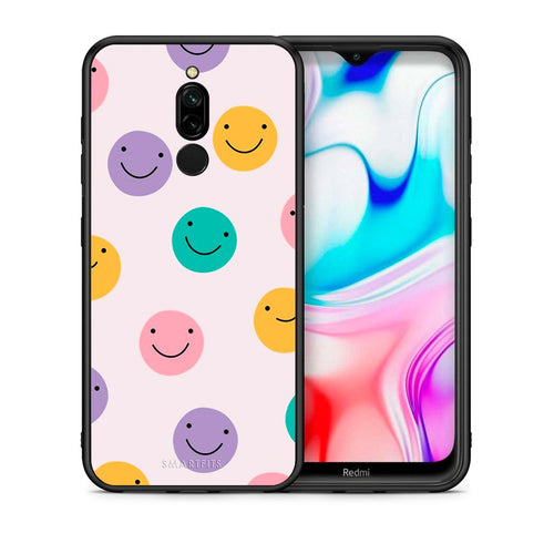 Θήκη Xiaomi Redmi 8 Smiley Faces από τη Smartfits με σχέδιο στο πίσω μέρος και μαύρο περίβλημα | Xiaomi Redmi 8 Smiley Faces case with colorful back and black bezels