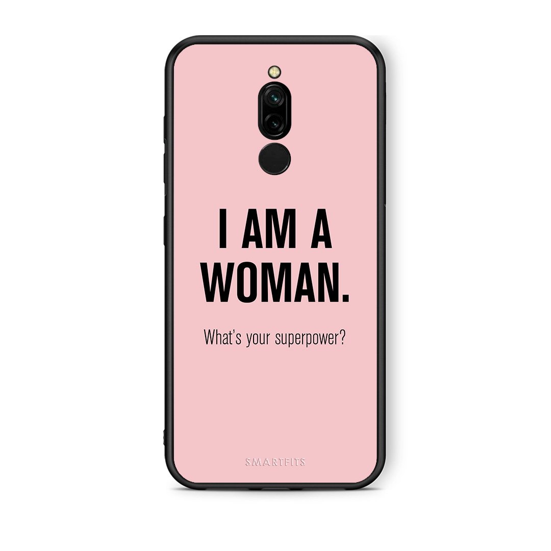 Xiaomi Redmi 8 Superpower Woman θήκη από τη Smartfits με σχέδιο στο πίσω μέρος και μαύρο περίβλημα | Smartphone case with colorful back and black bezels by Smartfits
