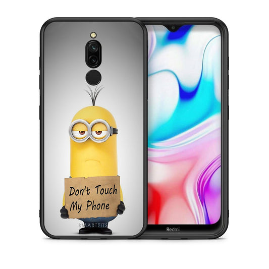 Θήκη Xiaomi Redmi 8 Minion Text από τη Smartfits με σχέδιο στο πίσω μέρος και μαύρο περίβλημα | Xiaomi Redmi 8 Minion Text case with colorful back and black bezels