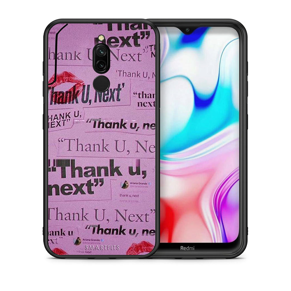 Θήκη Αγίου Βαλεντίνου Xiaomi Redmi 8 Thank You Next από τη Smartfits με σχέδιο στο πίσω μέρος και μαύρο περίβλημα | Xiaomi Redmi 8 Thank You Next case with colorful back and black bezels