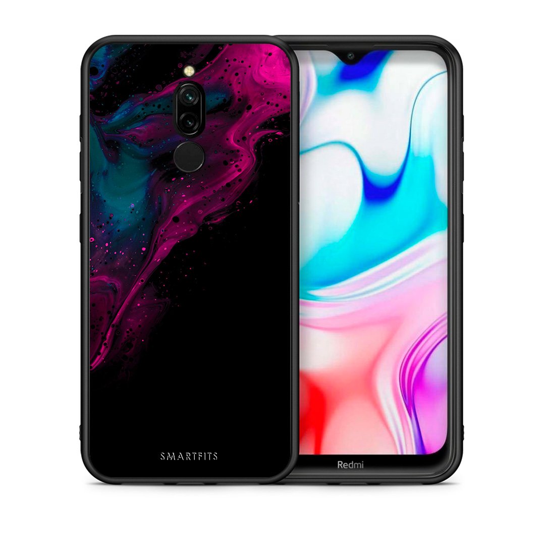 Θήκη Xiaomi Redmi 8 Pink Black Watercolor από τη Smartfits με σχέδιο στο πίσω μέρος και μαύρο περίβλημα | Xiaomi Redmi 8 Pink Black Watercolor case with colorful back and black bezels