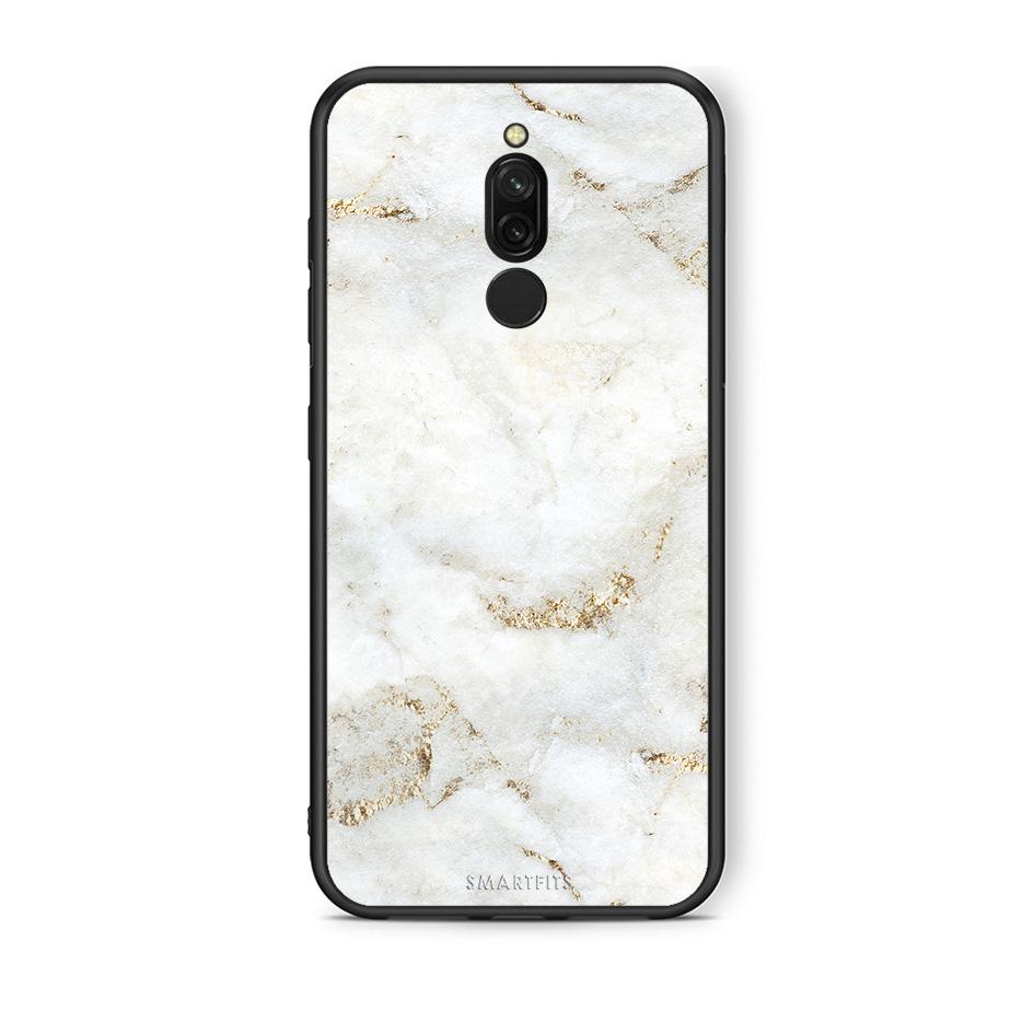 Xiaomi Redmi 8 White Gold Marble θήκη από τη Smartfits με σχέδιο στο πίσω μέρος και μαύρο περίβλημα | Smartphone case with colorful back and black bezels by Smartfits