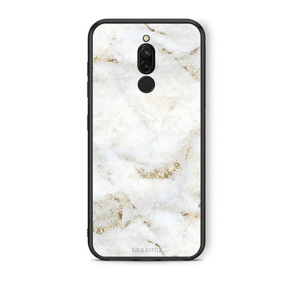 Xiaomi Redmi 8 White Gold Marble θήκη από τη Smartfits με σχέδιο στο πίσω μέρος και μαύρο περίβλημα | Smartphone case with colorful back and black bezels by Smartfits