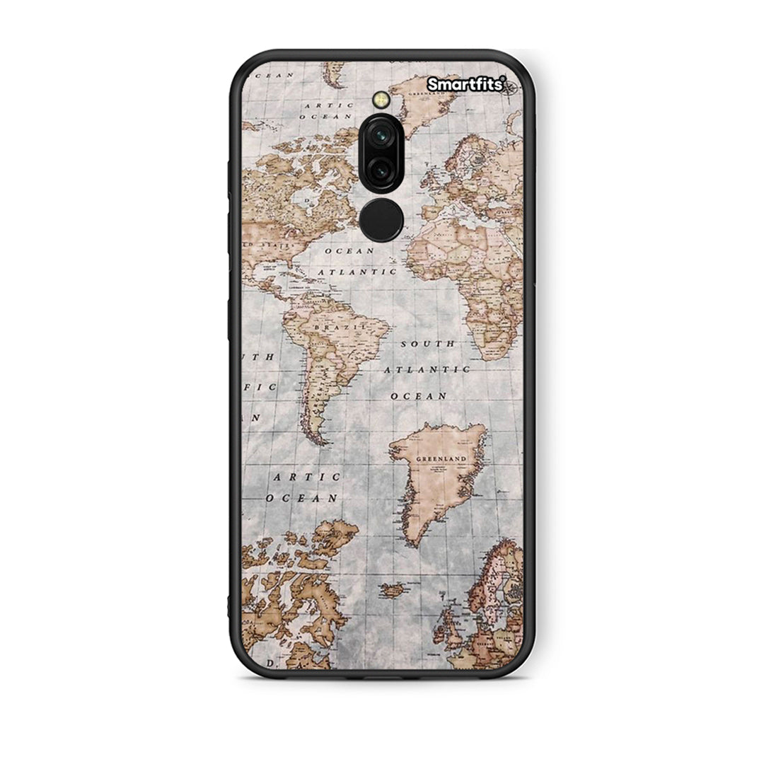 Xiaomi Redmi 8 World Map Θήκη από τη Smartfits με σχέδιο στο πίσω μέρος και μαύρο περίβλημα | Smartphone case with colorful back and black bezels by Smartfits