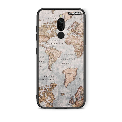 Xiaomi Redmi 8 World Map Θήκη από τη Smartfits με σχέδιο στο πίσω μέρος και μαύρο περίβλημα | Smartphone case with colorful back and black bezels by Smartfits