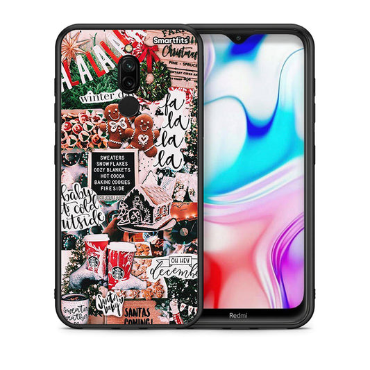 Θήκη Xiaomi Redmi 8 Xmas Habbits από τη Smartfits με σχέδιο στο πίσω μέρος και μαύρο περίβλημα | Xiaomi Redmi 8 Xmas Habbits case with colorful back and black bezels