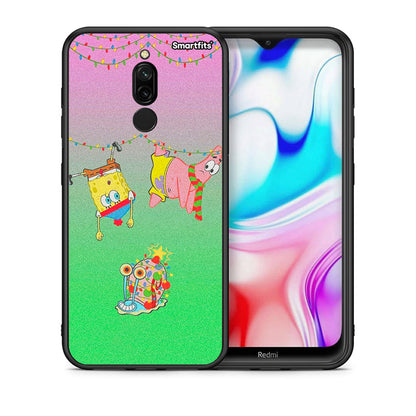Θήκη Xiaomi Redmi 8 Xmas Lights από τη Smartfits με σχέδιο στο πίσω μέρος και μαύρο περίβλημα | Xiaomi Redmi 8 Xmas Lights case with colorful back and black bezels