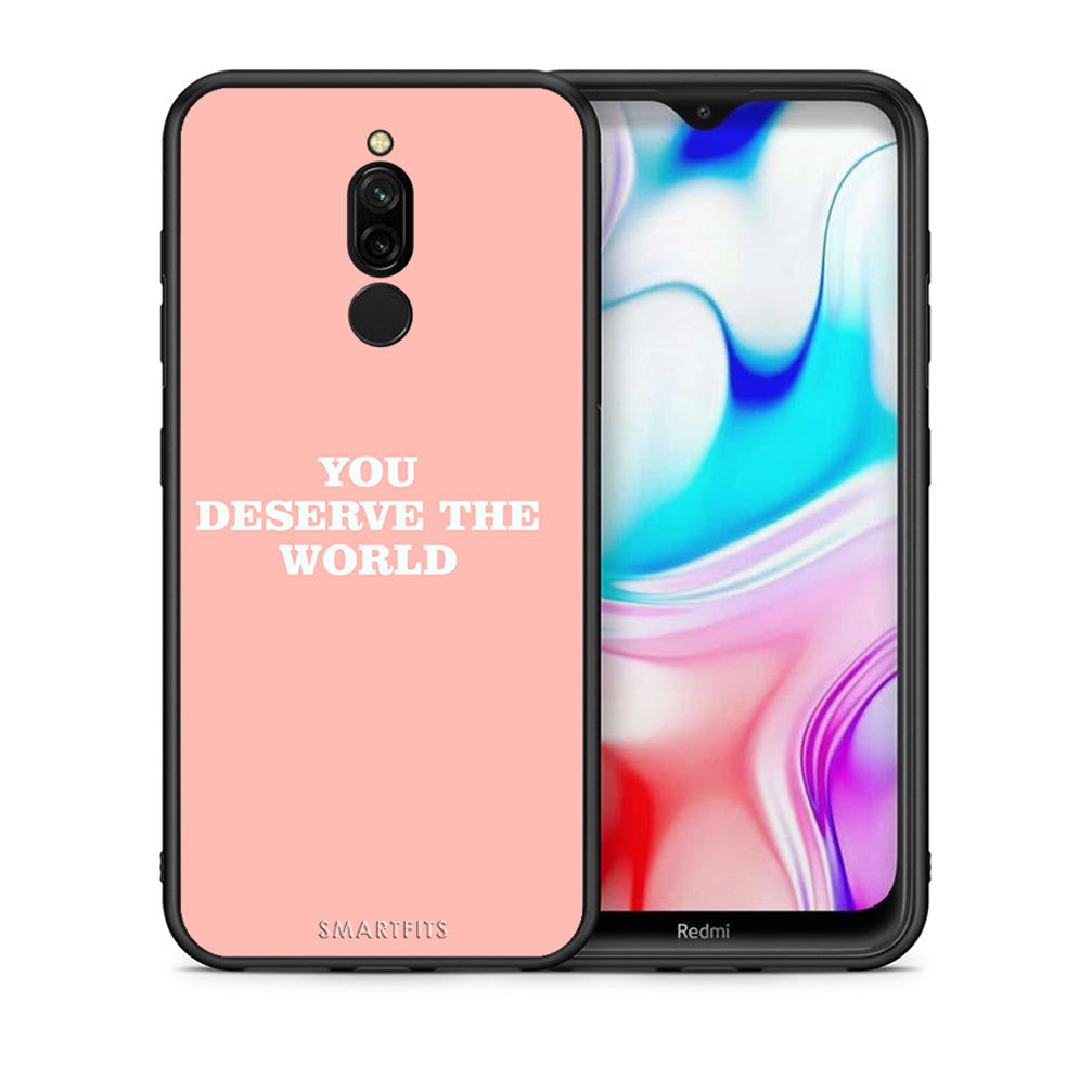 Θήκη Αγίου Βαλεντίνου Xiaomi Redmi 8 You Deserve The World από τη Smartfits με σχέδιο στο πίσω μέρος και μαύρο περίβλημα | Xiaomi Redmi 8 You Deserve The World case with colorful back and black bezels