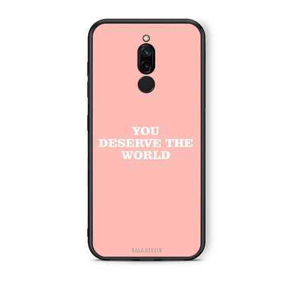 Xiaomi Redmi 8 You Deserve The World Θήκη Αγίου Βαλεντίνου από τη Smartfits με σχέδιο στο πίσω μέρος και μαύρο περίβλημα | Smartphone case with colorful back and black bezels by Smartfits