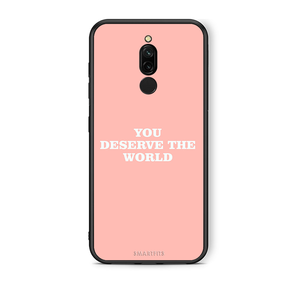 Xiaomi Redmi 8 You Deserve The World Θήκη Αγίου Βαλεντίνου από τη Smartfits με σχέδιο στο πίσω μέρος και μαύρο περίβλημα | Smartphone case with colorful back and black bezels by Smartfits