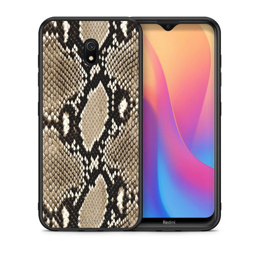 Θήκη Xiaomi Redmi 8A Fashion Snake Animal από τη Smartfits με σχέδιο στο πίσω μέρος και μαύρο περίβλημα | Xiaomi Redmi 8A Fashion Snake Animal case with colorful back and black bezels