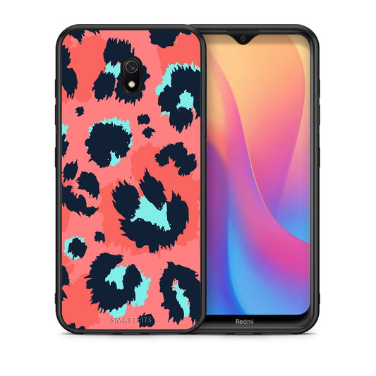 Θήκη Xiaomi Redmi 8A Pink Leopard Animal από τη Smartfits με σχέδιο στο πίσω μέρος και μαύρο περίβλημα | Xiaomi Redmi 8A Pink Leopard Animal case with colorful back and black bezels