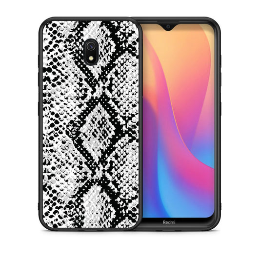 Θήκη Xiaomi Redmi 8A White Snake Animal από τη Smartfits με σχέδιο στο πίσω μέρος και μαύρο περίβλημα | Xiaomi Redmi 8A White Snake Animal case with colorful back and black bezels